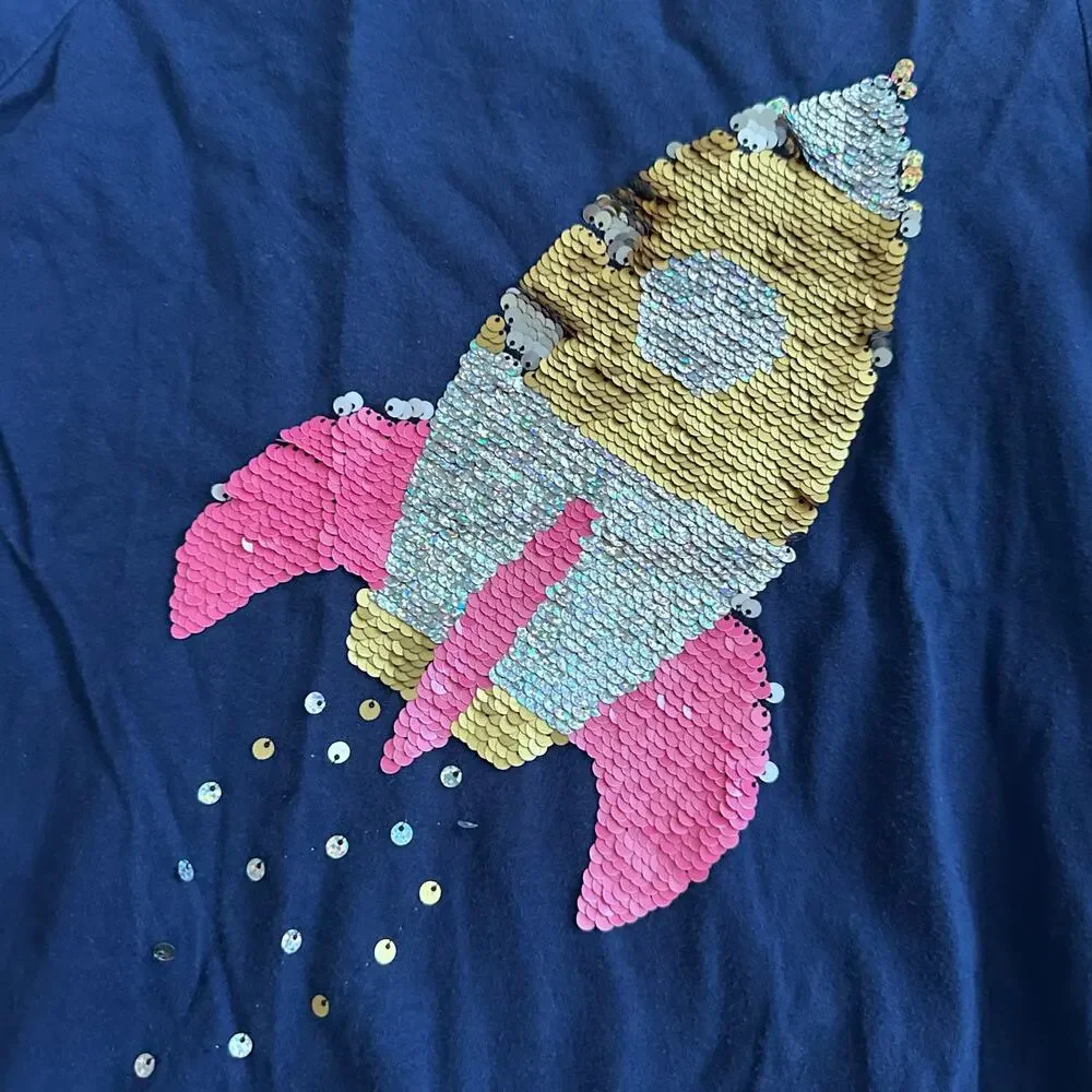Osh Kosh Girls' Sequin rocket Short-Sleeve T-Shirt